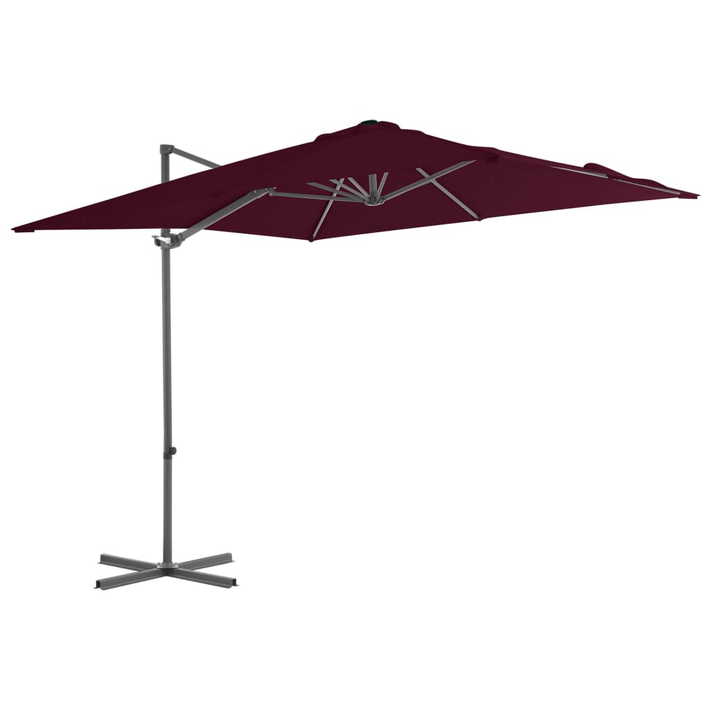 Vidaxl -schwimmender Parasol mit Stahlpol 250x250 cm Burgunderrot