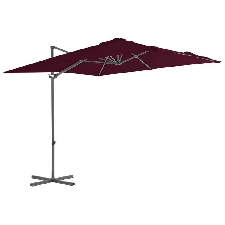 Vidaxl -schwimmender Parasol mit Stahlpol 250x250 cm Burgunderrot