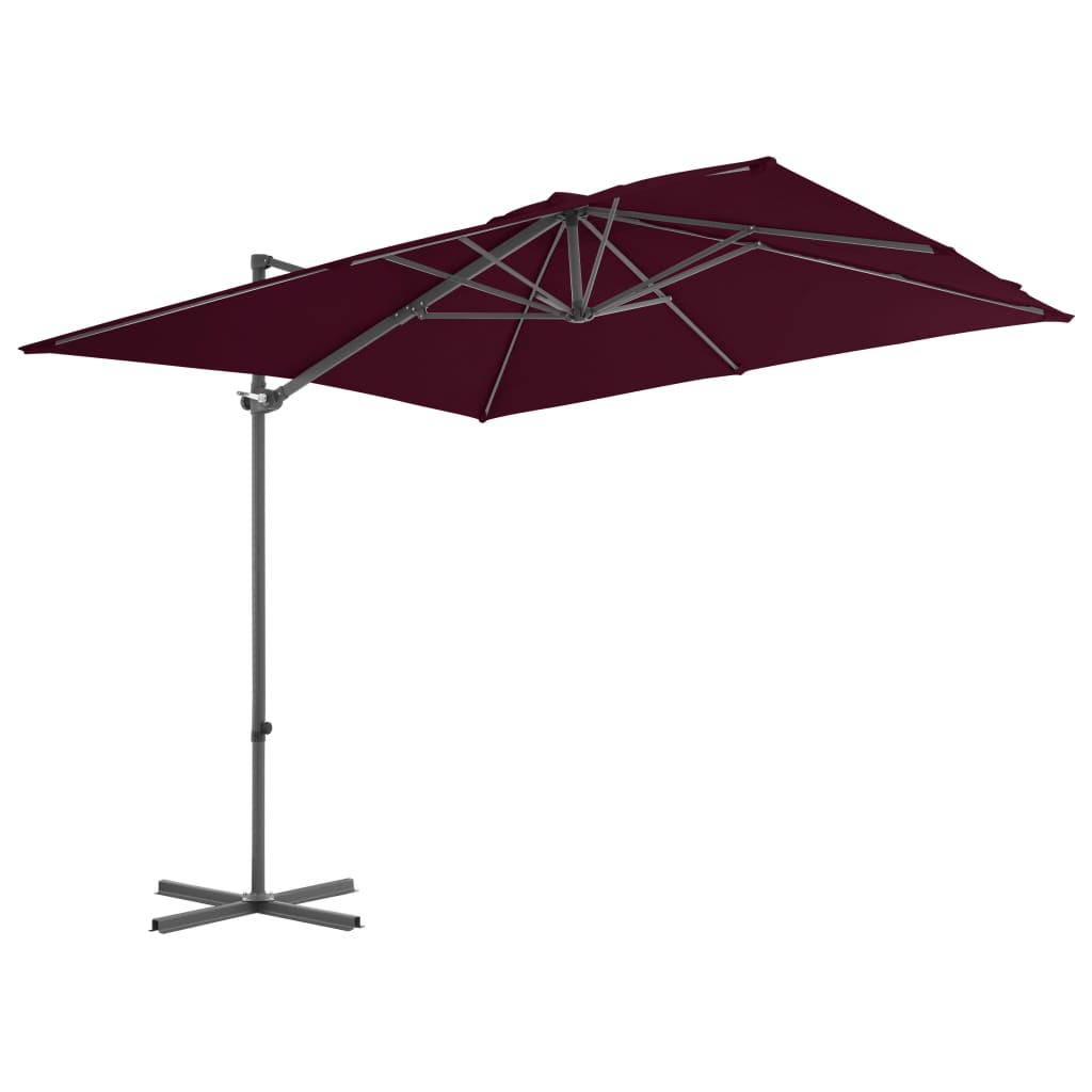 Vidaxl -schwimmender Parasol mit Stahlpol 250x250 cm Burgunderrot
