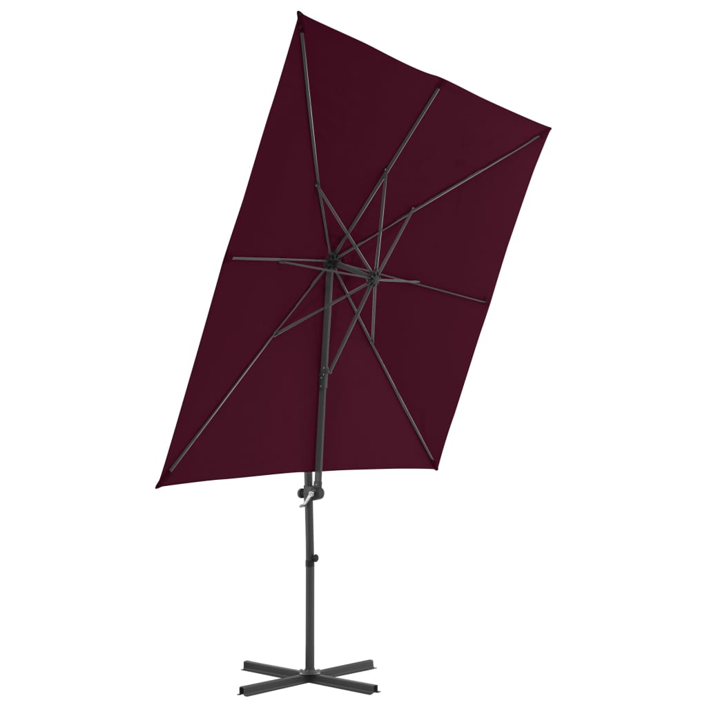 Vidaxl -schwimmender Parasol mit Stahlpol 250x250 cm Burgunderrot