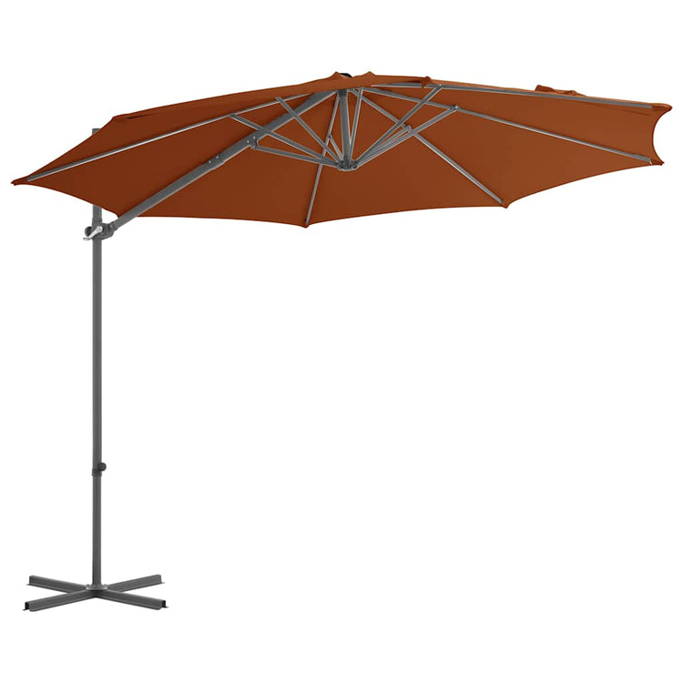 Vidaxl -schwimmender Parasol mit Stahlpol 300 cm Terrakotta -gelöscht