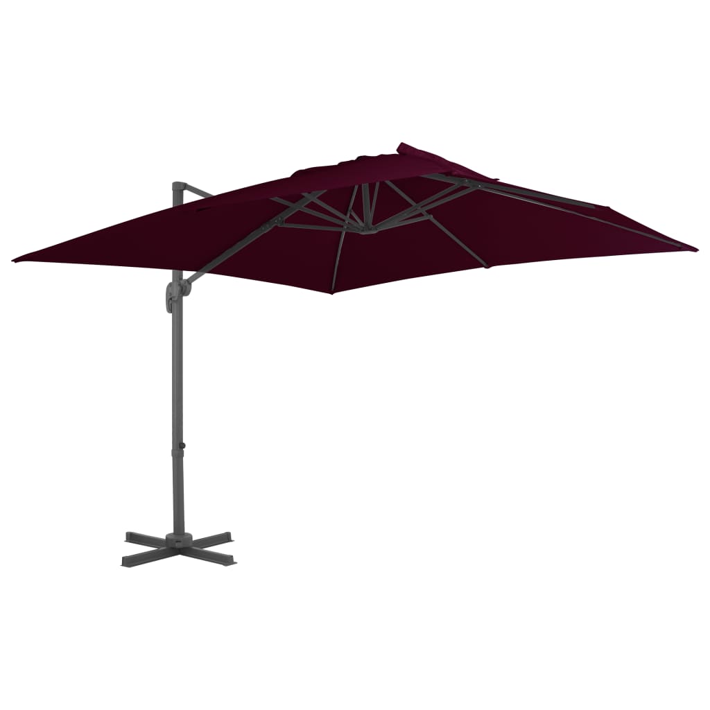 Vidaxl -schwimmendes Parasol mit Aluminiumpol 300x300 cm Burgunderrot