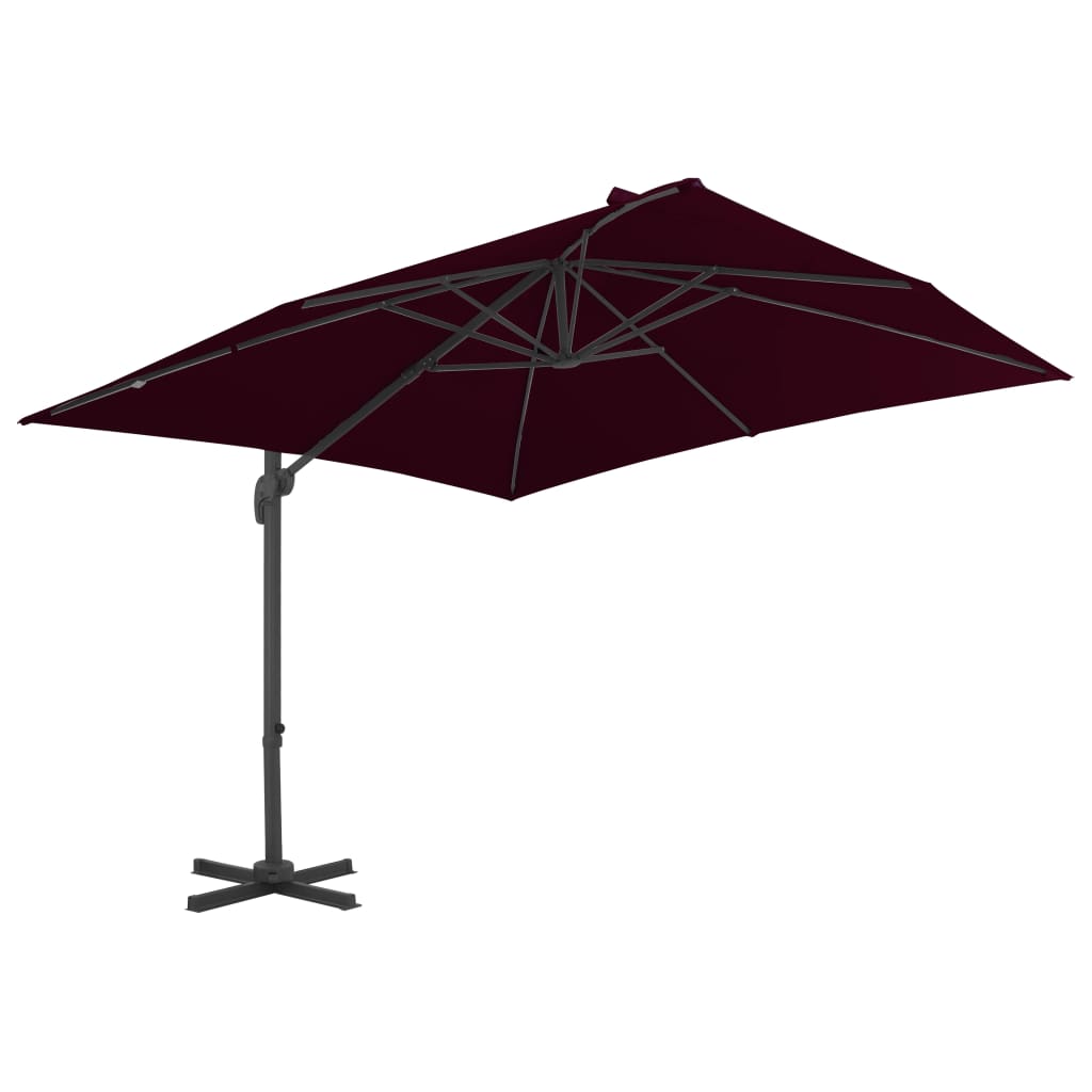 Vidaxl -schwimmendes Parasol mit Aluminiumpol 300x300 cm Burgunderrot