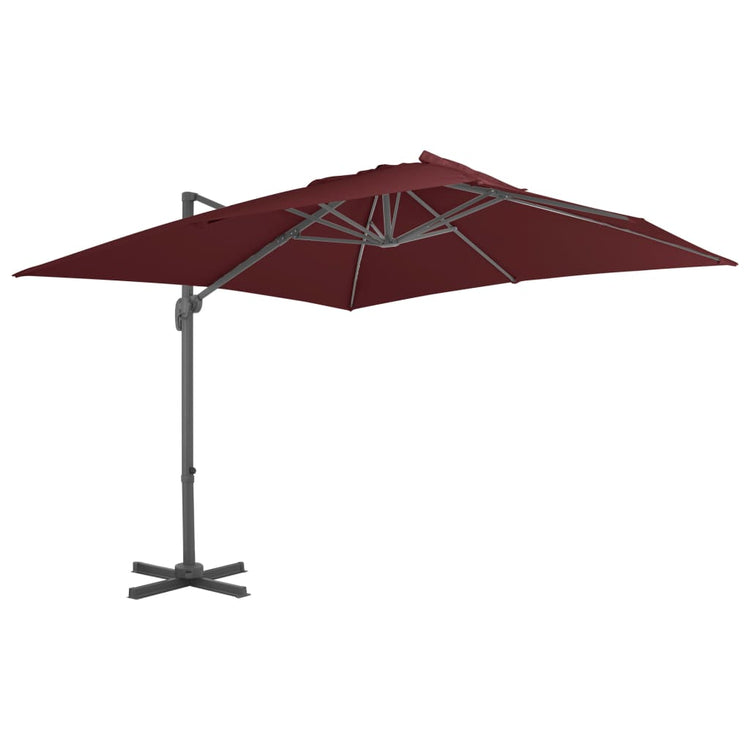 Vidaxl -schwimmendes Parasol mit Aluminiumpol 400x300 cm Burgunderrot