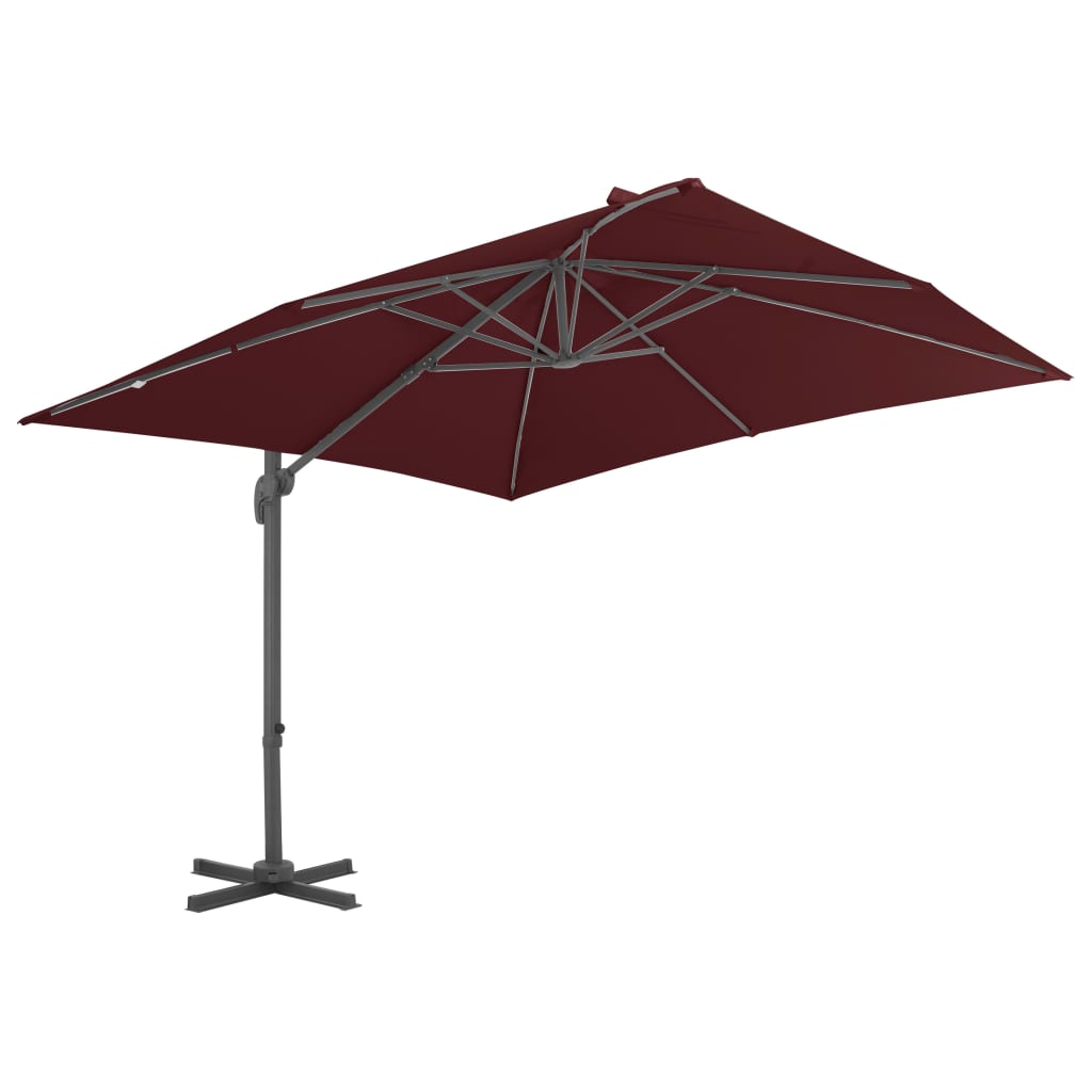 Vidaxl -schwimmendes Parasol mit Aluminiumpol 400x300 cm Burgunderrot
