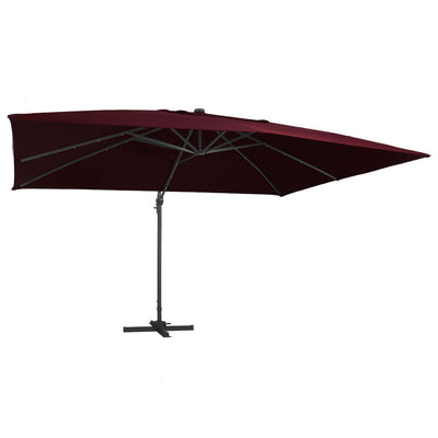 Vidaxl -schwimmendes Parasol mit LED -Beleuchtung 400x300 cm Bordeaux rot
