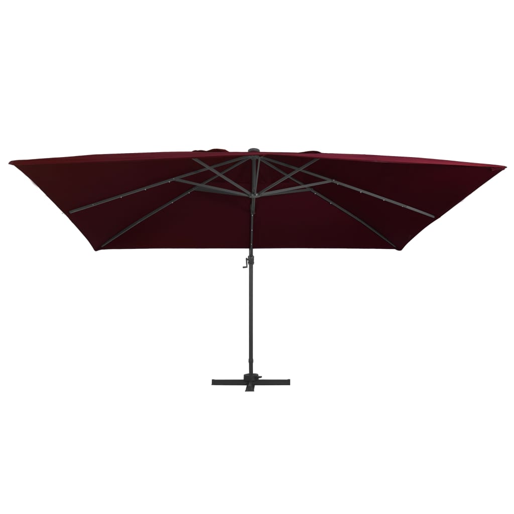 Vidaxl -schwimmendes Parasol mit LED -Beleuchtung 400x300 cm Bordeaux rot