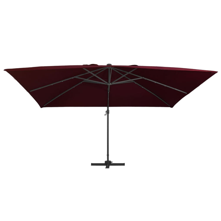 Vidaxl -schwimmendes Parasol mit LED -Beleuchtung 400x300 cm Bordeaux rot