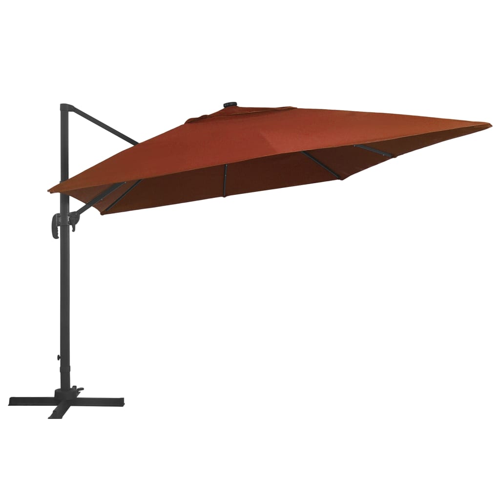 Vidaxl-schwimmendes Parasol mit LED-Beleuchtung 400x300 cm Terracotta-farbig