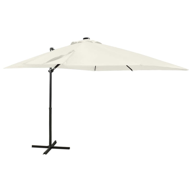 Vidaxl-schwimmendes Parasol mit Stangen und LED-Beleuchtung 250 cm sandfarben