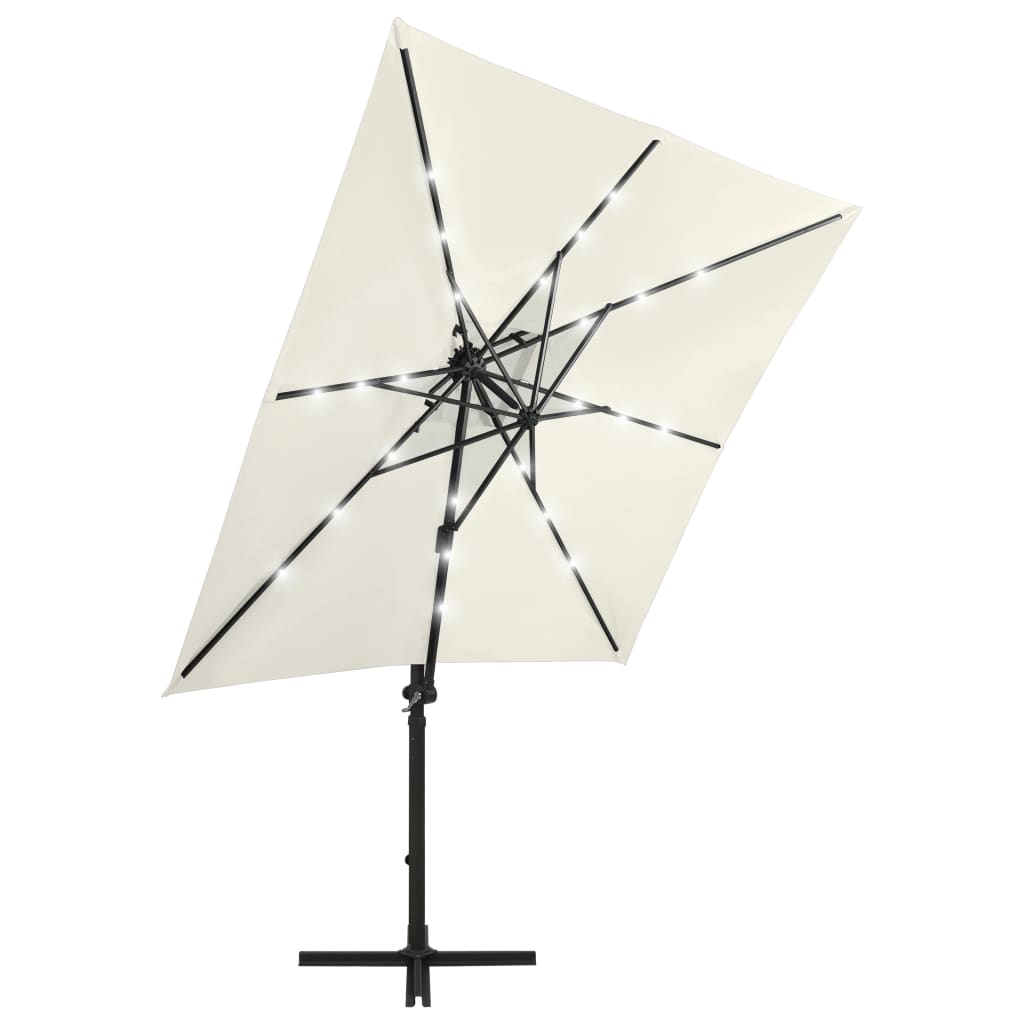 Vidaxl-schwimmendes Parasol mit Stangen und LED-Beleuchtung 250 cm sandfarben
