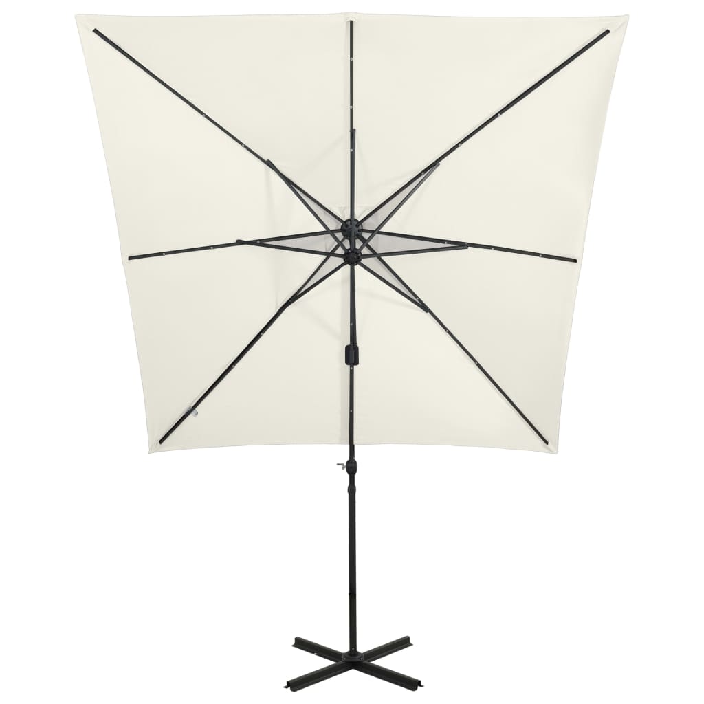Vidaxl-schwimmendes Parasol mit Stangen und LED-Beleuchtung 250 cm sandfarben