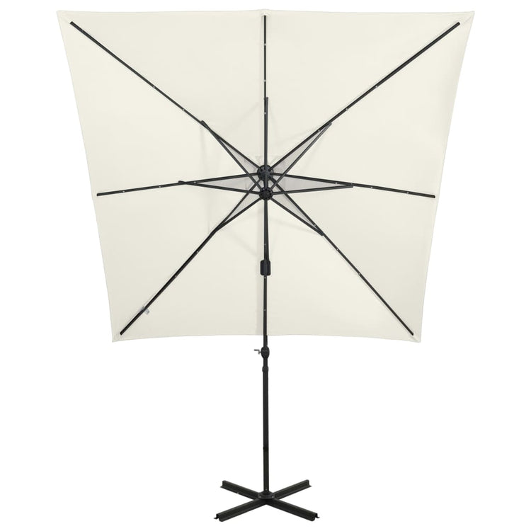 Vidaxl-schwimmendes Parasol mit Stangen und LED-Beleuchtung 250 cm sandfarben