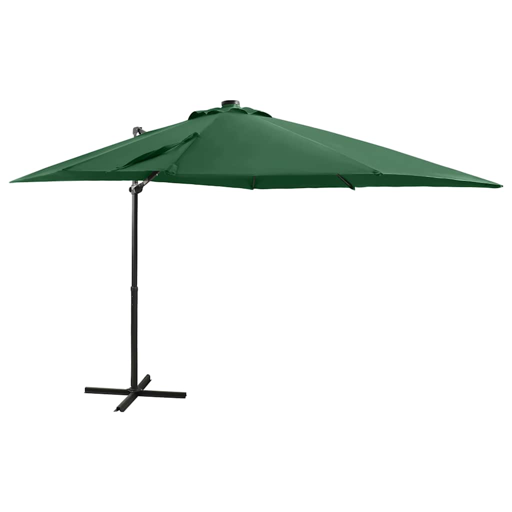 Vidaxl -schwimmendes Parasol mit Pole und LED -Beleuchtung 250 cm Grün