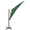 Vidaxl -schwimmendes Parasol mit Pole und LED -Beleuchtung 250 cm Grün