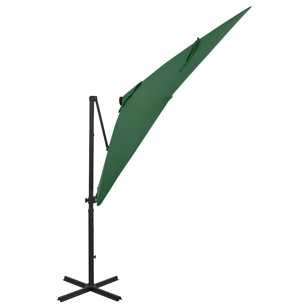 Vidaxl -schwimmendes Parasol mit Pole und LED -Beleuchtung 250 cm Grün