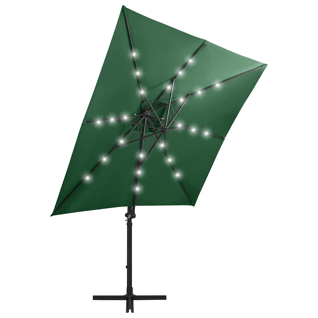 Vidaxl -schwimmendes Parasol mit Pole und LED -Beleuchtung 250 cm Grün