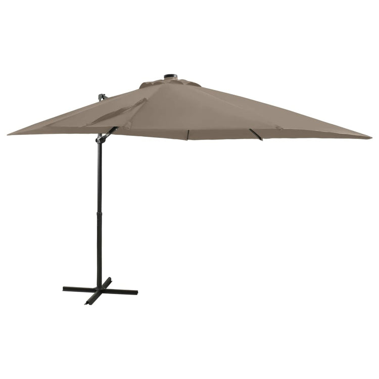 Vidaxl -schwimmendes Parasol mit Pole und LED -Beleuchtung 250 cm Taupe