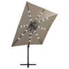 Vidaxl -schwimmendes Parasol mit Pole und LED -Beleuchtung 250 cm Taupe