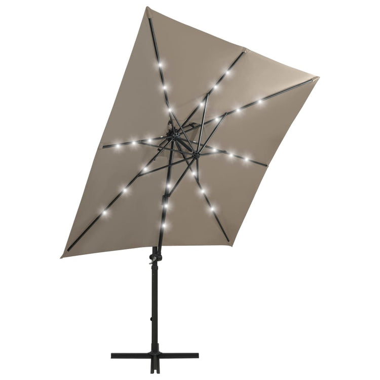 Vidaxl -schwimmendes Parasol mit Pole und LED -Beleuchtung 250 cm Taupe