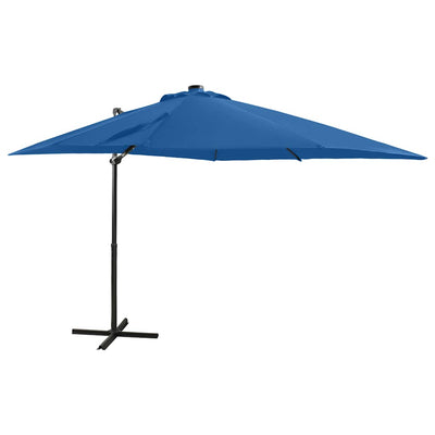 Vidaxl schwimmend Parasol mit Pol und LED -Beleuchtung 250 cm Azurblau