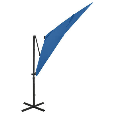 Vidaxl schwimmend Parasol mit Pol und LED -Beleuchtung 250 cm Azurblau