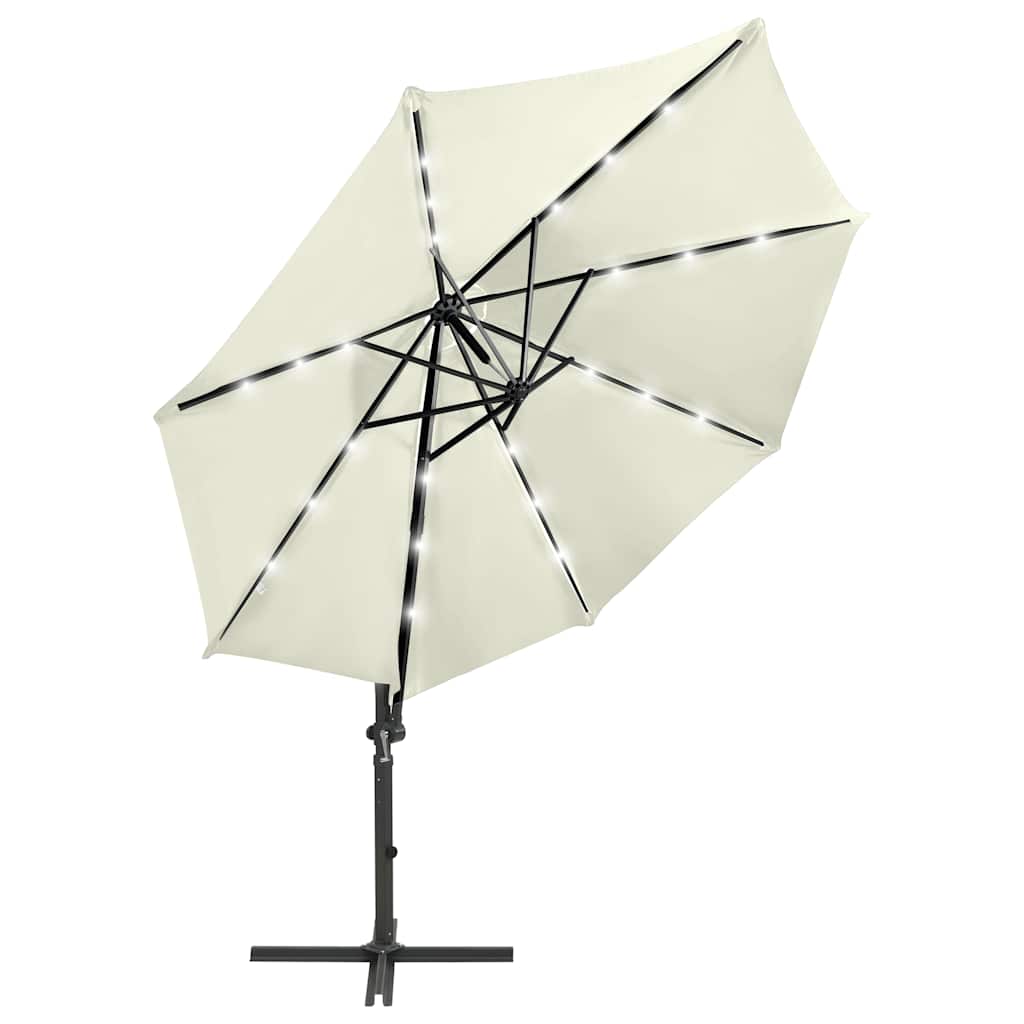Vidaxl-schwimmendes Parasol mit Stangen und LED-Beleuchtung 300 cm sandfarben