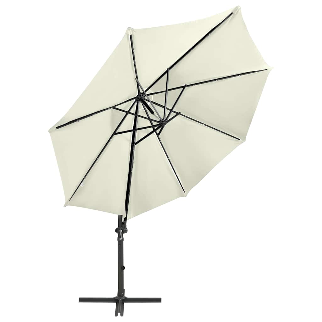 Vidaxl-schwimmendes Parasol mit Stangen und LED-Beleuchtung 300 cm sandfarben