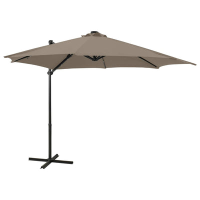 Vidaxl -schwimmendes Parasol mit Pol und LED -Beleuchtung 300 cm Taupe