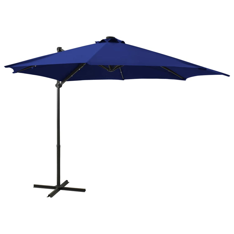 Vidaxl schwimmend Parasol mit Pol und LED -Beleuchtung 300 cm Azurblau