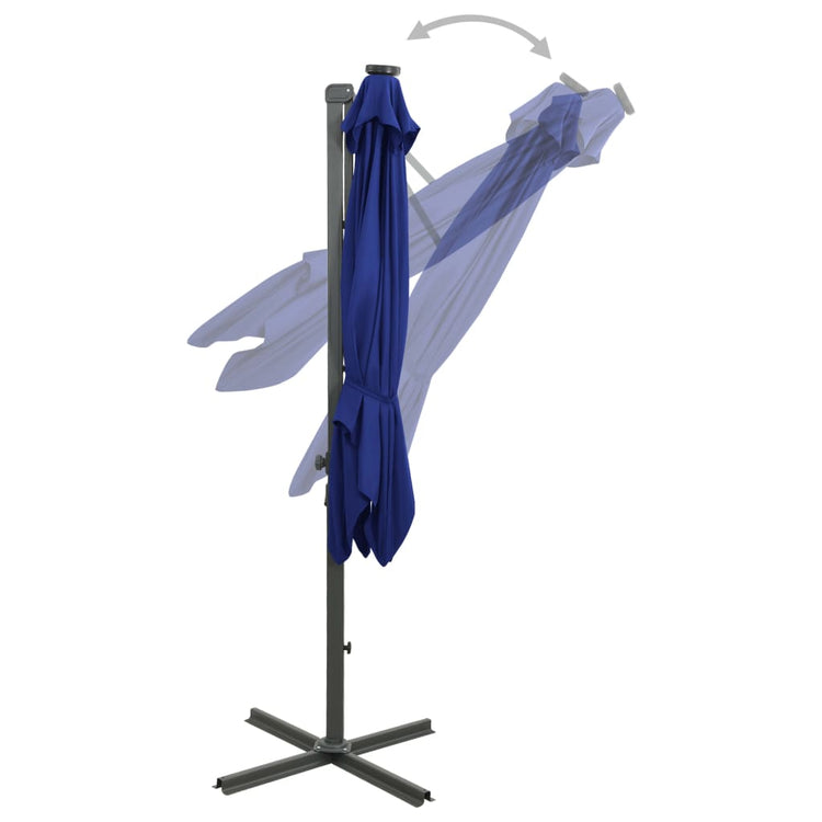 Vidaxl schwimmend Parasol mit Pol und LED -Beleuchtung 300 cm Azurblau