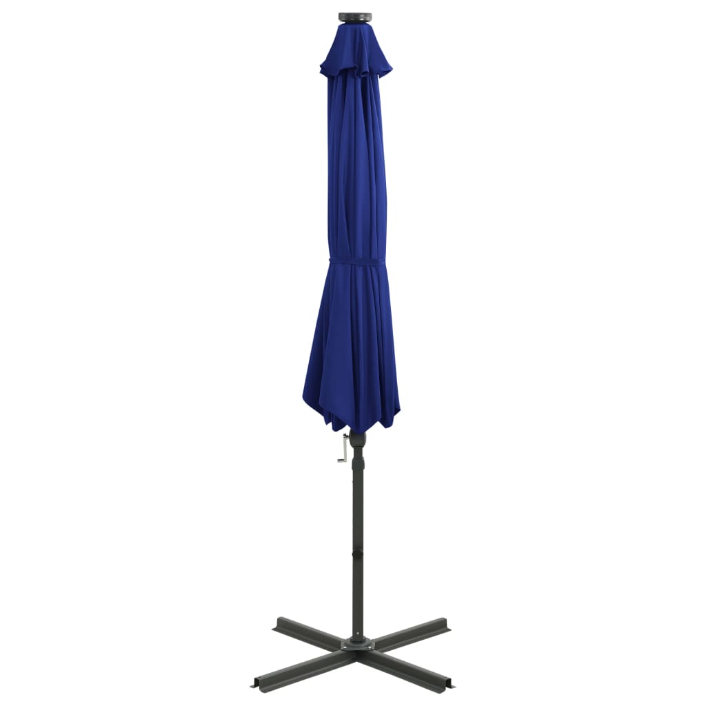Vidaxl schwimmend Parasol mit Pol und LED -Beleuchtung 300 cm Azurblau