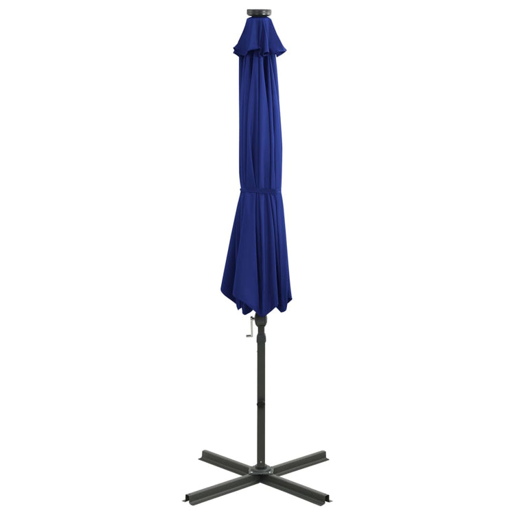 Vidaxl schwimmend Parasol mit Pol und LED -Beleuchtung 300 cm Azurblau
