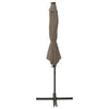 Vidaxl -schwimmendes Parasol mit Pol und LED -Beleuchtung 300 cm Taupe