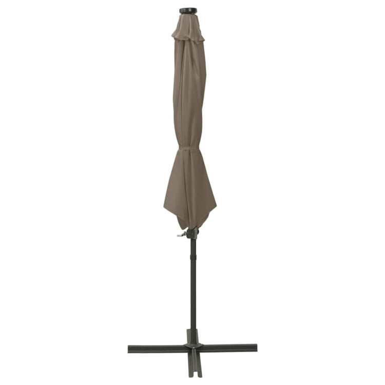 Vidaxl -schwimmendes Parasol mit Pol und LED -Beleuchtung 300 cm Taupe