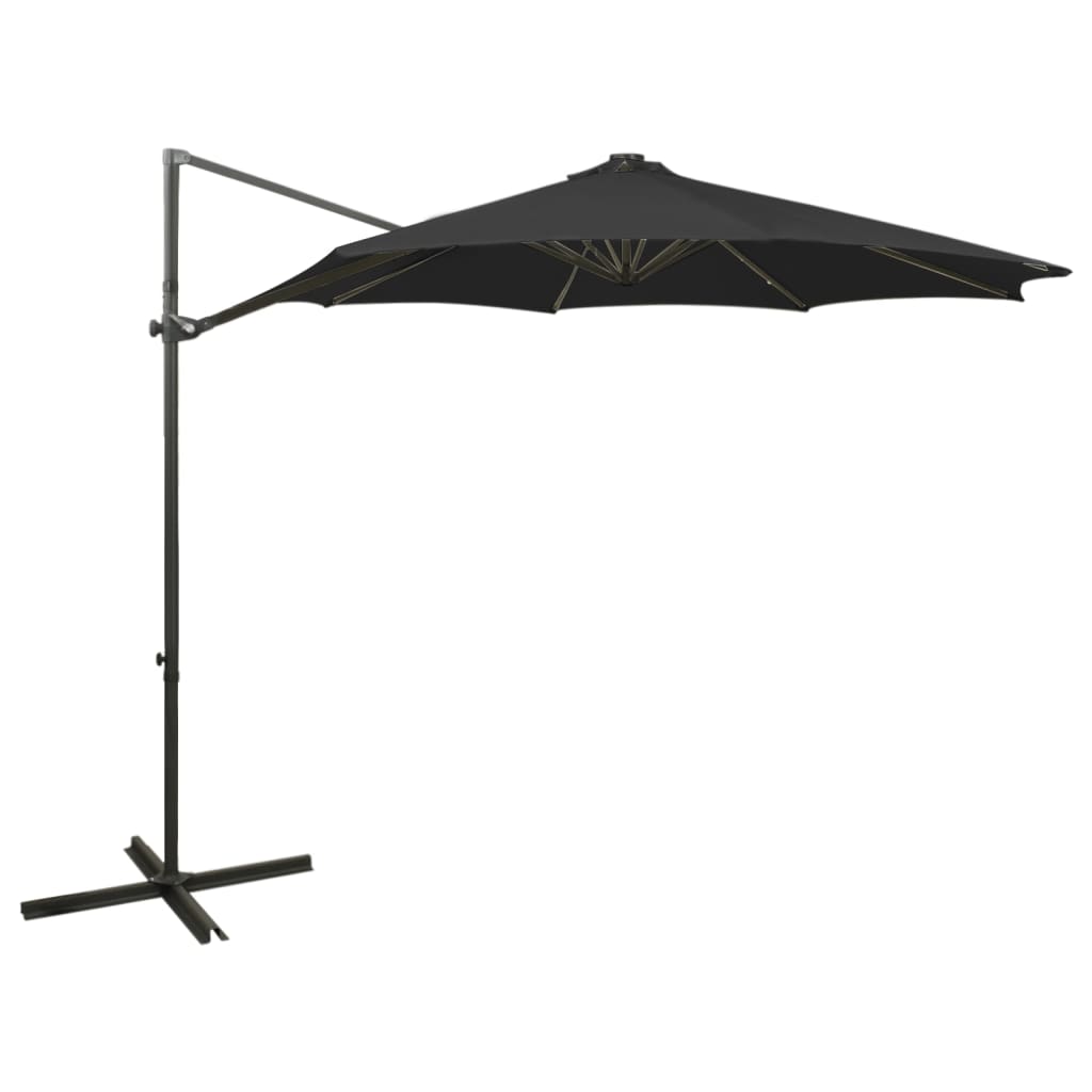 Vidaxl schwimmend Parasol mit Pol und LED -Beleuchtung 300 cm schwarz