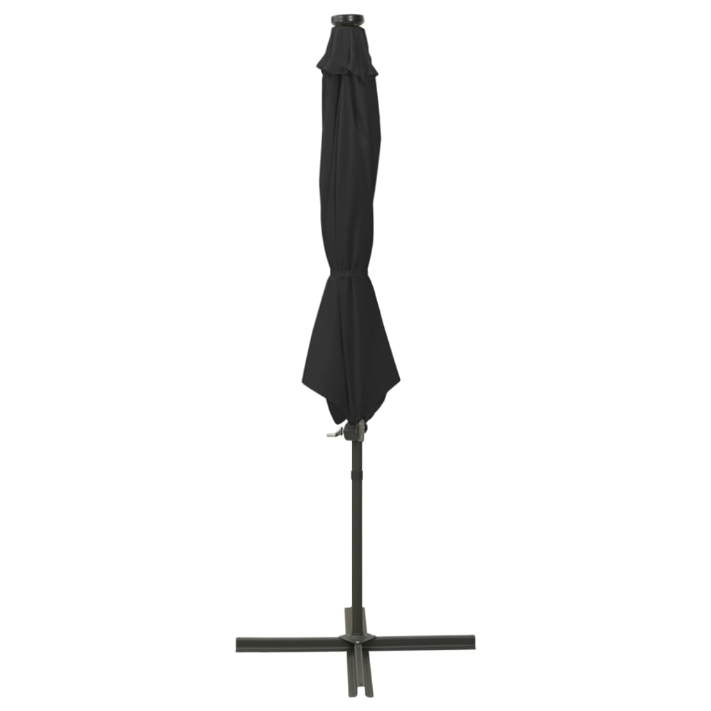 Vidaxl schwimmend Parasol mit Pol und LED -Beleuchtung 300 cm schwarz