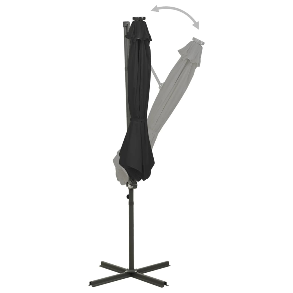 Vidaxl schwimmend Parasol mit Pol und LED -Beleuchtung 300 cm schwarz