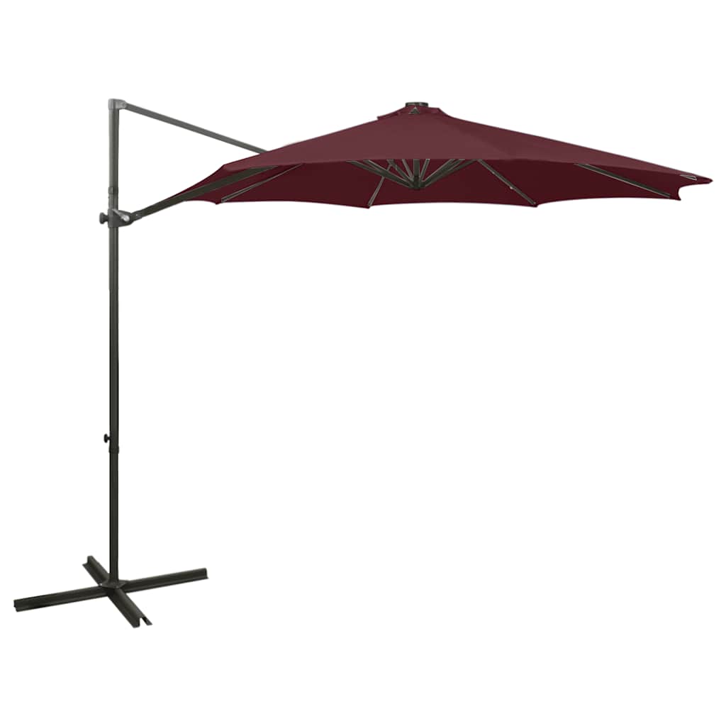 Vidaxl schwimmend Parasol mit Pol und LED -Beleuchtung 300 cm Bordeaux Rot
