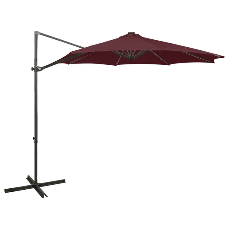 Vidaxl schwimmend Parasol mit Pol und LED -Beleuchtung 300 cm Bordeaux Rot