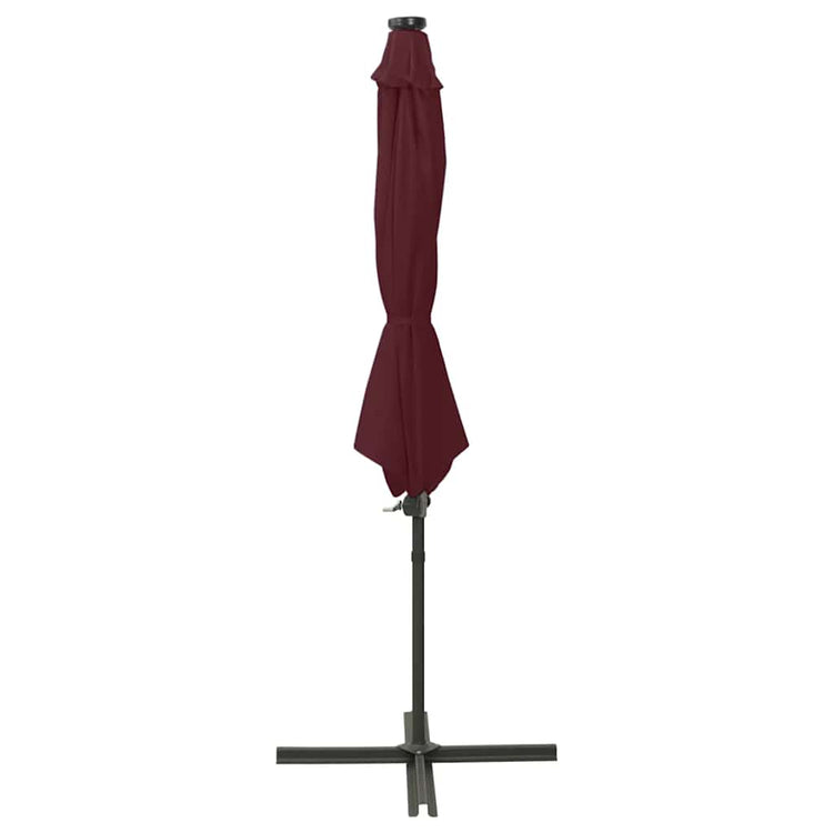 Vidaxl schwimmend Parasol mit Pol und LED -Beleuchtung 300 cm Bordeaux Rot