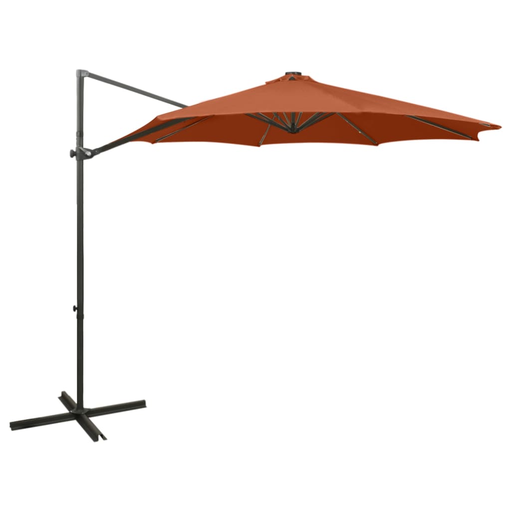 Vidaxl -schwimmendes Parasol mit Pol und LED -Beleuchtung 300 cm Terrakotta Farbe