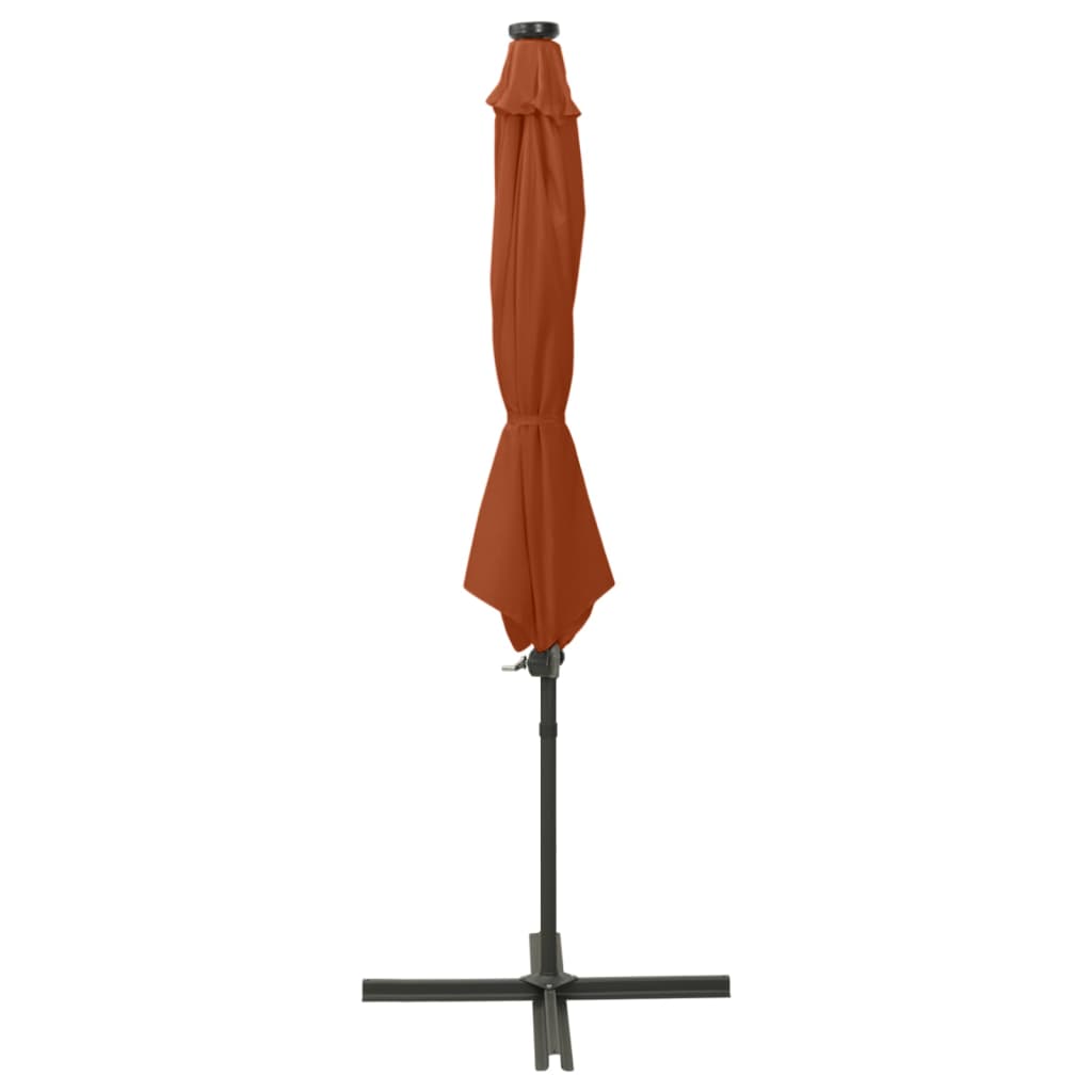 Vidaxl -schwimmendes Parasol mit Pol und LED -Beleuchtung 300 cm Terrakotta Farbe