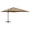 Vidaxl -schwimmendes Parasol mit Pol und LED -Beleuchtung 300 cm Taupe