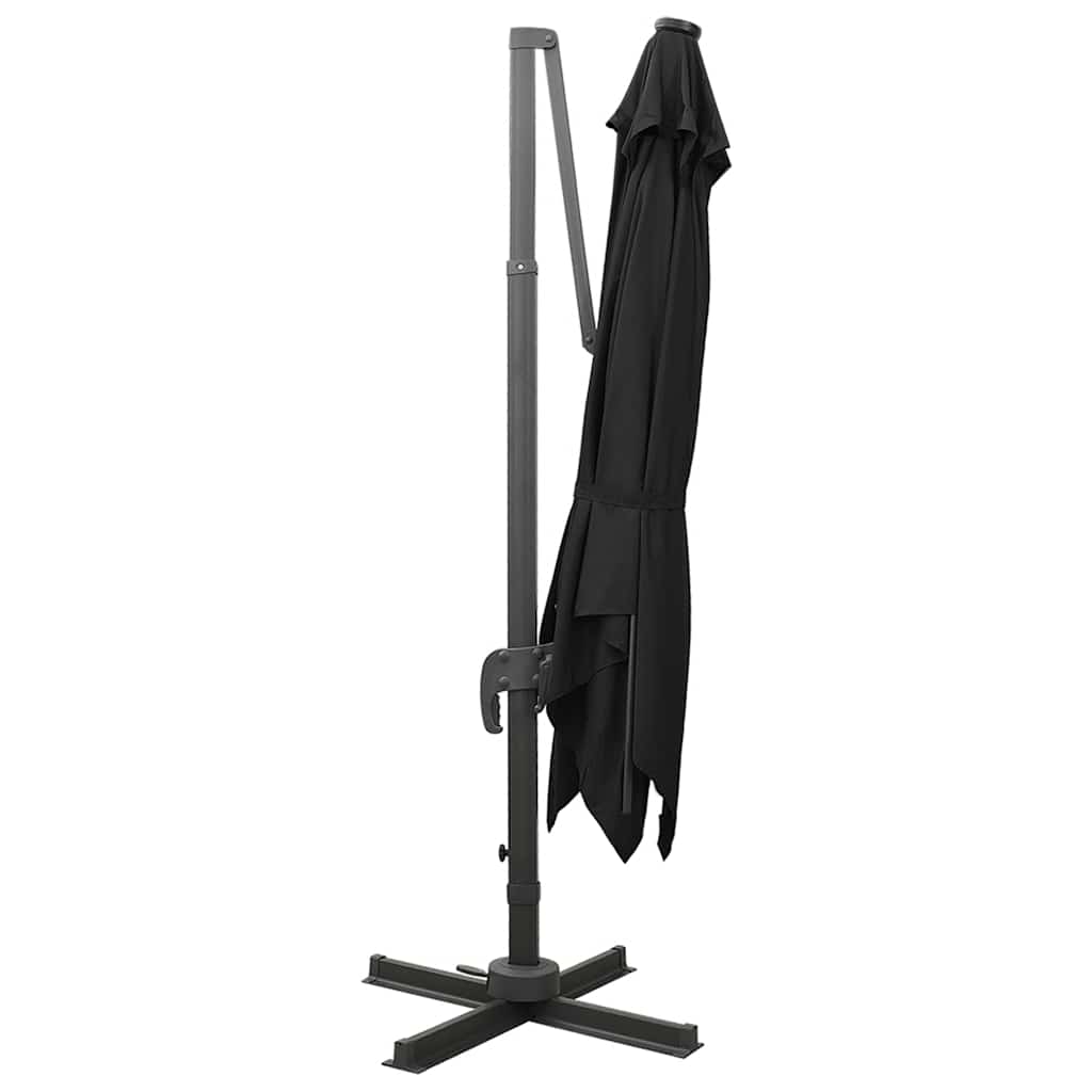 Vidaxl schwimmend Parasol mit Pol und LED -Beleuchtung 300 cm schwarz