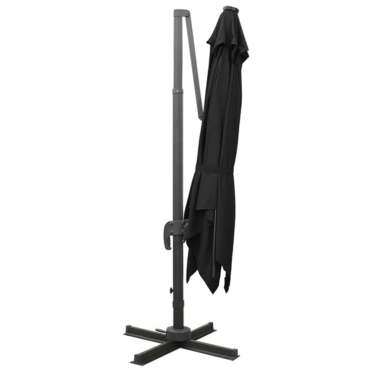 Vidaxl schwimmend Parasol mit Pol und LED -Beleuchtung 300 cm schwarz