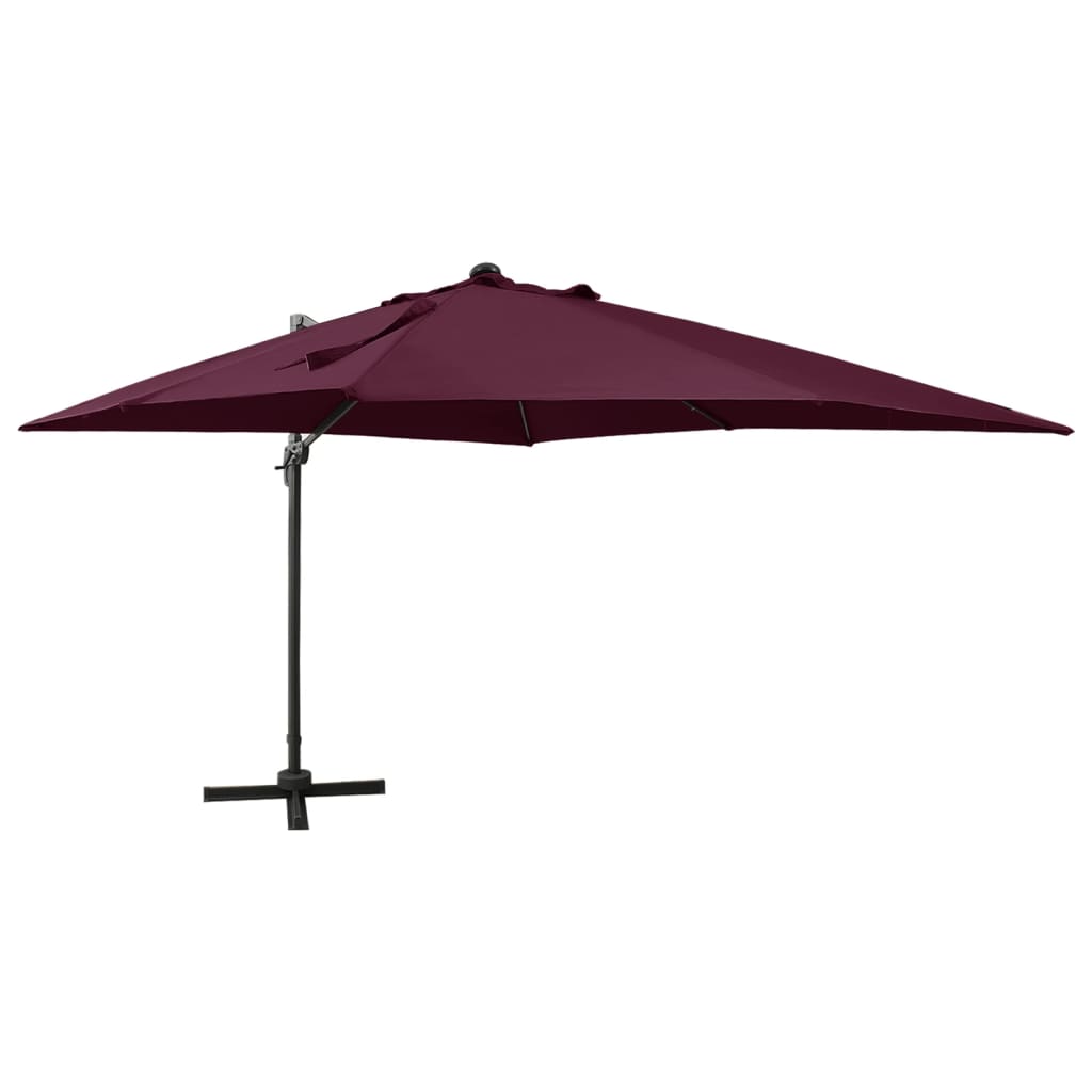 Vidaxl schwimmend Parasol mit Pol und LED -Beleuchtung 300 cm Bordeaux Rot