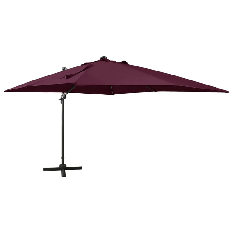 Vidaxl schwimmend Parasol mit Pol und LED -Beleuchtung 300 cm Bordeaux Rot