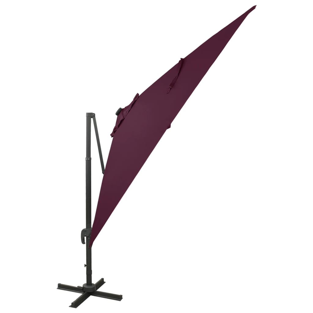 Vidaxl schwimmend Parasol mit Pol und LED -Beleuchtung 300 cm Bordeaux Rot