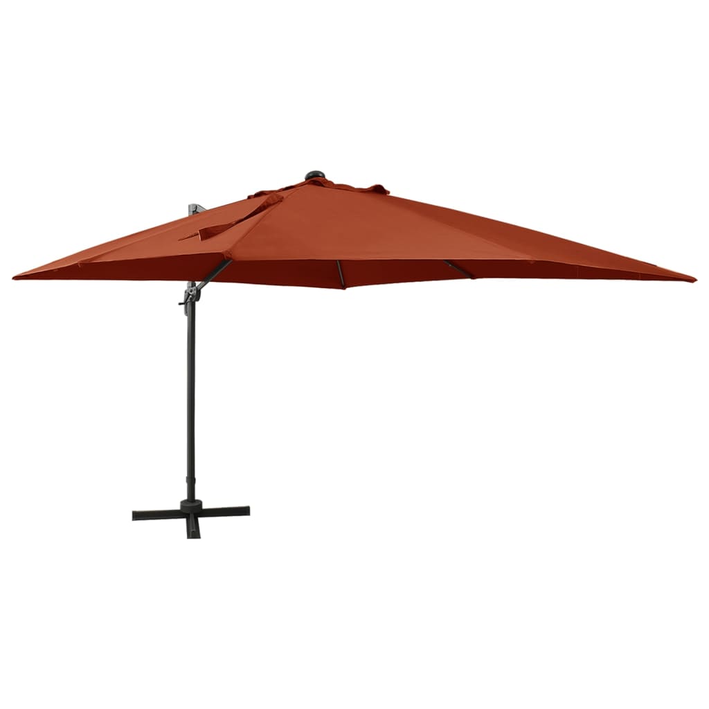 Vidaxl -schwimmendes Parasol mit Pol und LED -Beleuchtung 300 cm Terrakotta Farbe